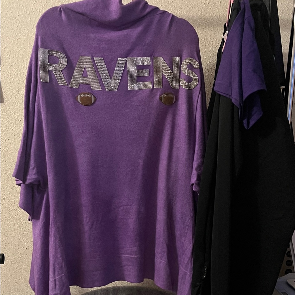 HUE Purple Poncho with Silver Accents